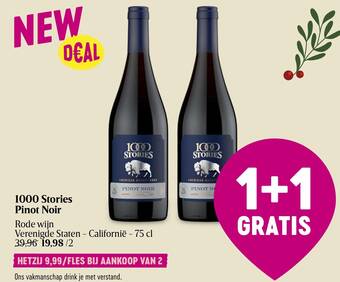 Delhaize 1000 Stories Pinot Noir Rode wijn Verenigde Staten - Californië - 75 cl aanbieding