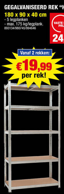 Hubo KREATOR GEGALVANISEERD REK "HEAVY DUTY" 180 x 90 x 40 cm aanbieding