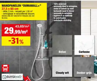 Hubo WANDPANELEN "DUMAWALL+" 37,5 x 65 cm per m² aanbieding
