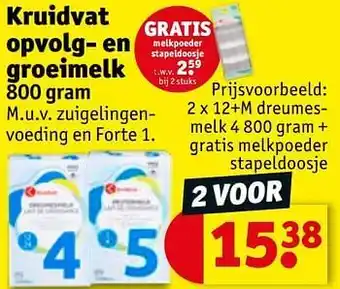 Kruidvat Dreumesmelk + gratis melkpoeder stapeldoosje 800gram aanbieding
