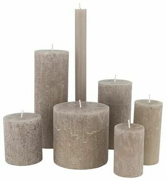 HEMA HEMA Rustieke Kaarsen Taupe (taupe) aanbieding