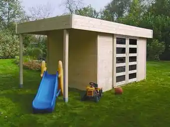 Brico Solid tuinhuis Larvik hout 332+124x245cm aanbieding
