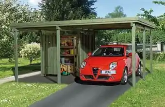Brico Weka carport 607 Gr.1 + berging 389x478cm aanbieding