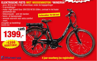 Hubo ELEKTRISCHE FIETS MET MIDDENMOTOR "MINERVA" aanbieding