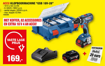 Hubo ACCU KLOPBOORMACHINE "GSB 18V-28" aanbieding