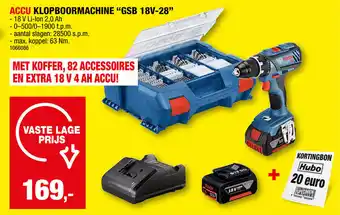 Hubo ACCU KLOPBOORMACHINE "GSB 18V-28" aanbieding