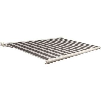 Brico Domasol zonnetent elektrisch met afstandsbediening ’Factor 20-C’ zwart/wit smalle strepen 450 x 250 cm aanbieding
