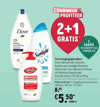 Delhaize Verzorgingsproduct Dove (deodorant, Douche, Handzeep), Sunlight aanbieding