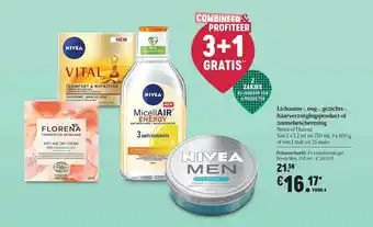 Delhaize Lichaams-,oog-, Gezichts-,haarverzorgingsproduct Of Zonnelbescherming Nivea Of Florena aanbieding