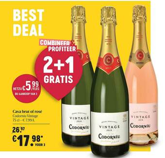 Delhaize Cava Brut Of Rosé Codorníu Vintage aanbieding