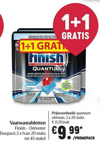 Delhaize Vaatwastabletten Finish-ontvetter aanbieding