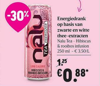 Delhaize Energiedrank Op Basis Van Zwarte En Witte Thee-extracten aanbieding