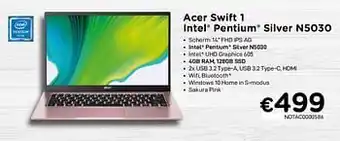 CompuDeals Acer swift 1 intel` pentium silver n5030 aanbieding
