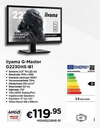 CompuDeals Iiyama g-master g2230hs-b1 aanbieding