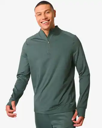 HEMA Hema heren fleece sportshirt groen (groen) aanbieding