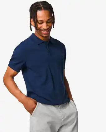 HEMA Hema heren polo gebreid blauw (blauw) aanbieding
