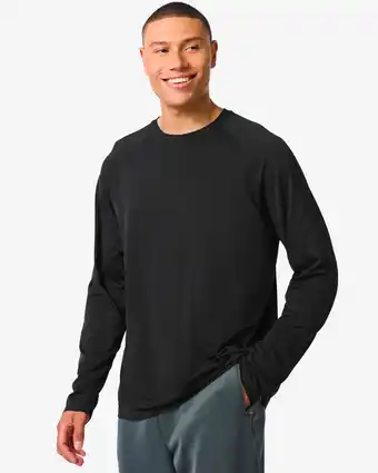 HEMA Hema naadloos heren sportshirt zwart (zwart) aanbieding