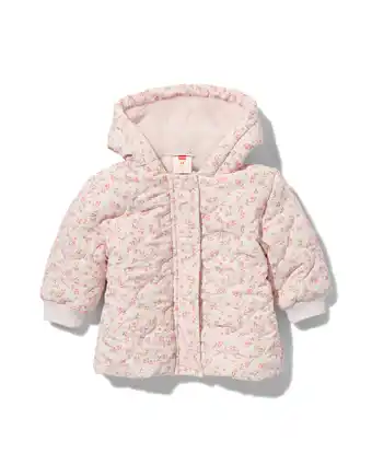 HEMA Hema baby gewatteerde jas met capuchon bloemen ecru (ecru) aanbieding