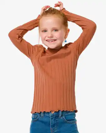 HEMA Hema kinder t-shirt met ribbels bruin (bruin) aanbieding