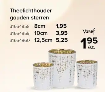 Euroshop Theelichthouder gouden sterren aanbieding