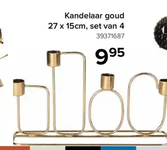 Kandelaar goud 27 x 15cm, set van 4