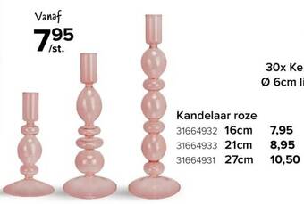 Euroshop Kandelaar roze aanbieding