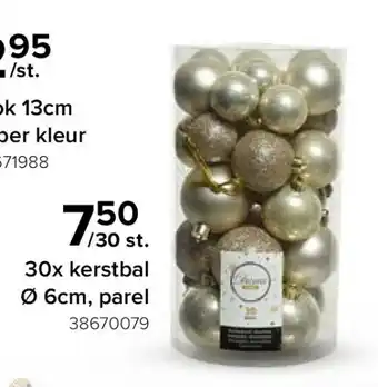 30x kerstbal ø 6cm, parel