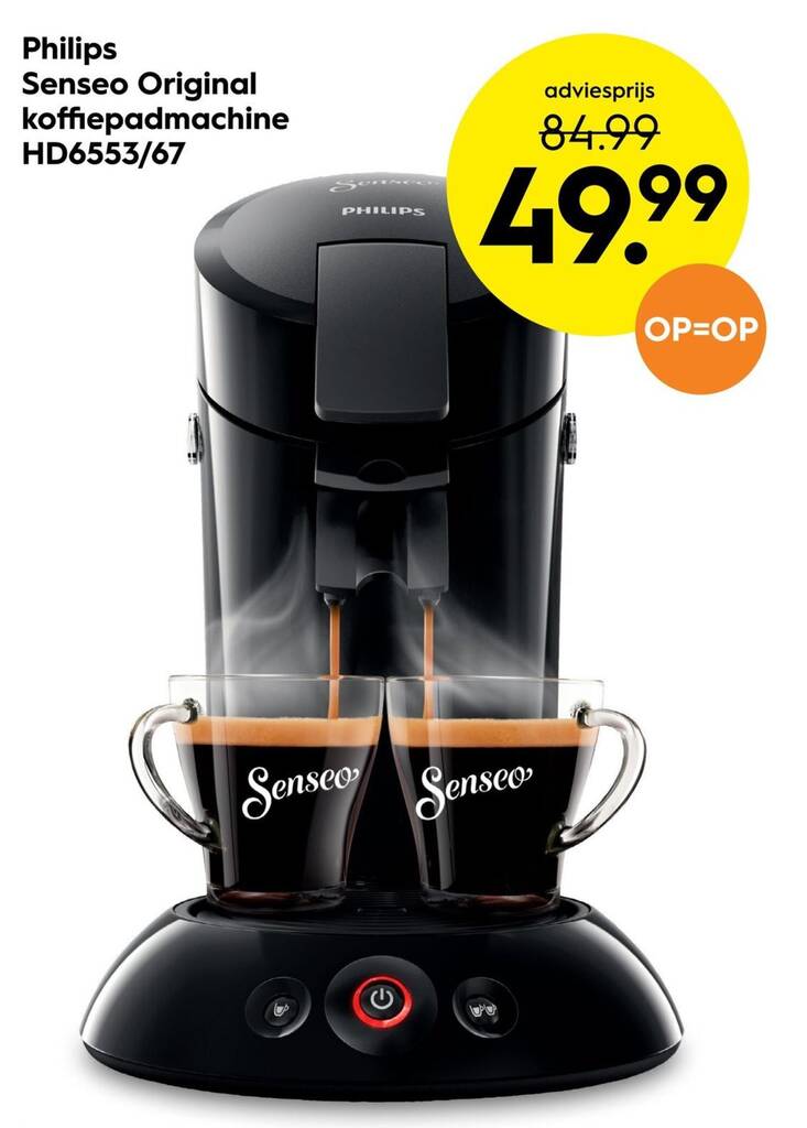 Blokker Philips Senseo Original koffiepadmachine HD6553/67 aanbieding