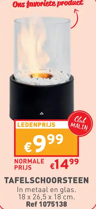 Trafic TAFELSCHOORSTEEN In metaal en glas. 18 x 26,5 x 18 cm. aanbieding