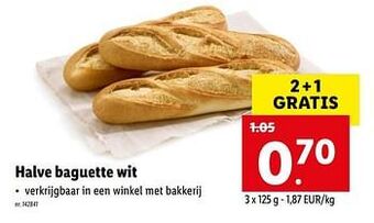 Lidl Halve baguette wit 125g aanbieding