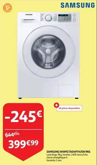Auchan SAMSUNG WW91TA049TH/EN 9KG aanbieding