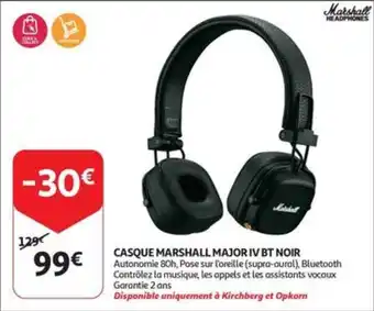 Auchan CASQUE MARSHALL MAJOR IV BT NOIR aanbieding