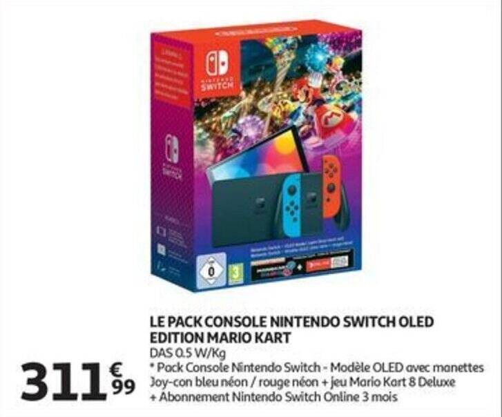 LE PACK CONSOLE NINTENDO SWITCH OLED EDITION MARIO KART promotie bij Auchan