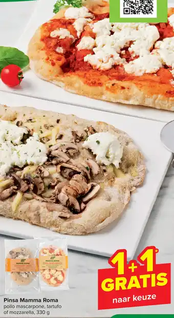 Carrefour Market Pinsa Mamma Roma pollo mascarpone, tartufo of mozzarella, 330 g aanbieding