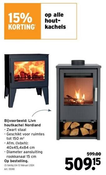GAMMA Op alle houtkachels aanbieding