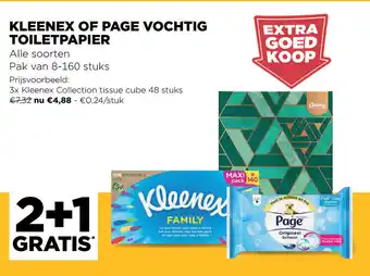 Jumbo Kleenex of Page Vochtig Toiletpapier aanbieding