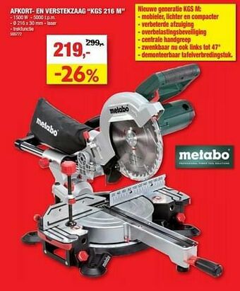 Metabo afkort- en verstekzaag kgs 216 m