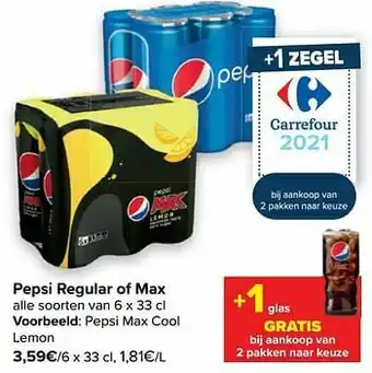 Carrefour Pepsi max cool lemon aanbieding