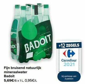 Fijn bruisend natuurlijk mineraalwater badoit