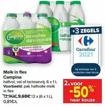 Carrefour Campina pak halfvolle melk aanbieding
