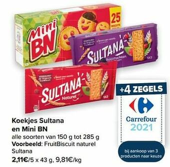 Carrefour Fruitbiscuit naturel sultana aanbieding