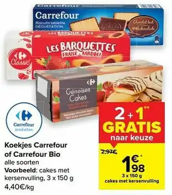 Carrefour Cakes met kersenvulling aanbieding
