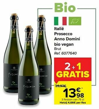 Carrefour Italië prosecco anno domini bio vegan brut aanbieding