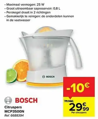 Carrefour Bosch citruspers mcp3500n aanbieding