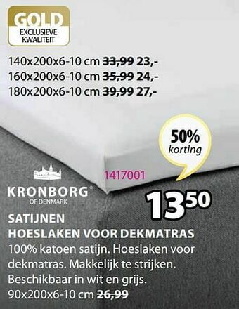 Jysk Satijnen hoeslaken voor dekmatras aanbieding