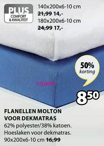Jysk Flanellen molton voor dekmatras aanbieding
