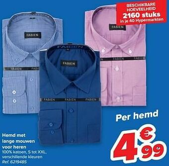 Carrefour Hemd met lange mouwen voor heren aanbieding