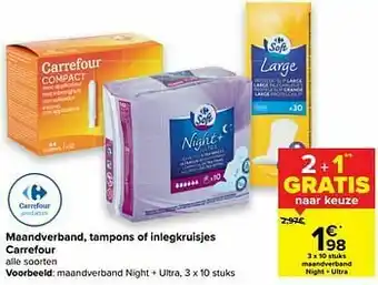 Carrefour Maandverband night + ultra aanbieding