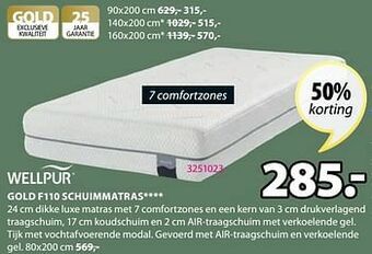 Jysk Gold f110 schuimmatras aanbieding