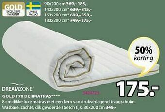 Jysk Gold t70 dekmatras aanbieding